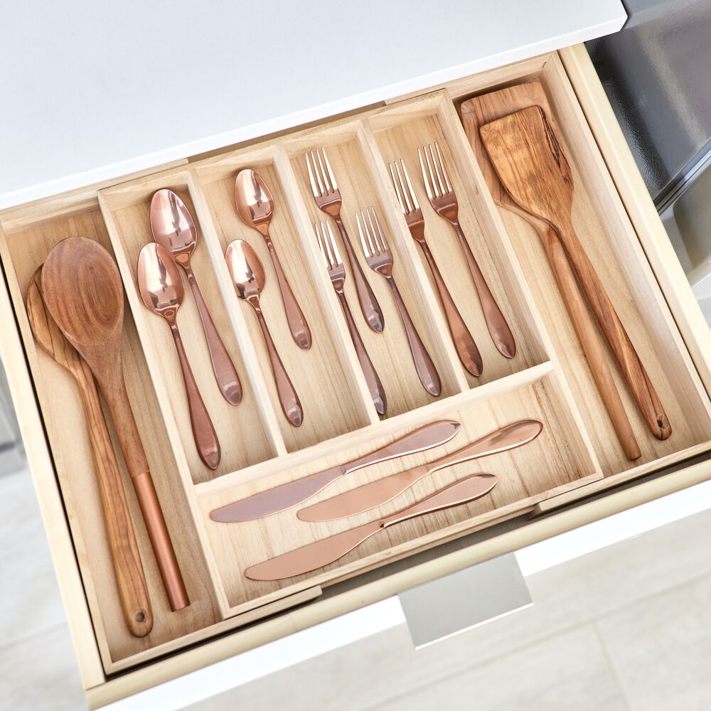 Besteck-Organizer "EvoWood" - erweiterbar, nachhaltig, Paulownia-Holz