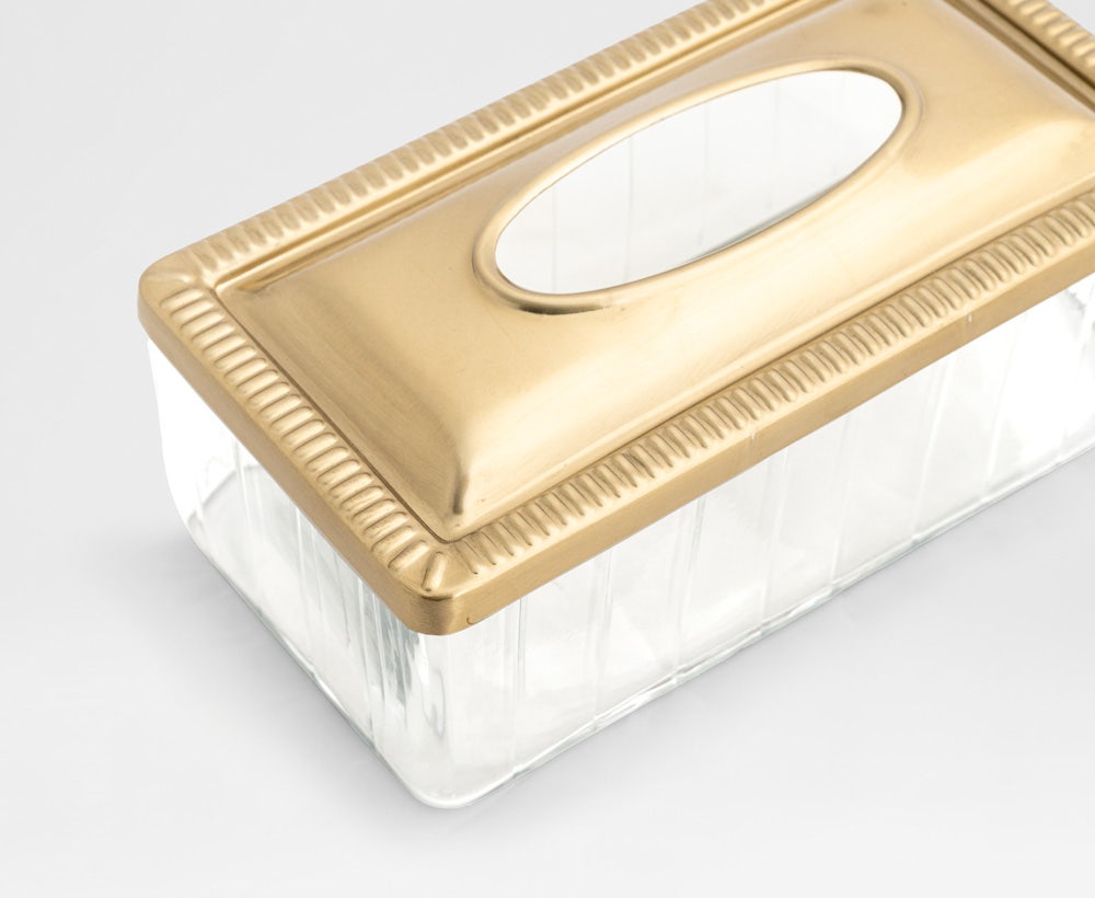 Aurina - Luxus Tissuebox Gold & Klar (24,5 x 11 cm)