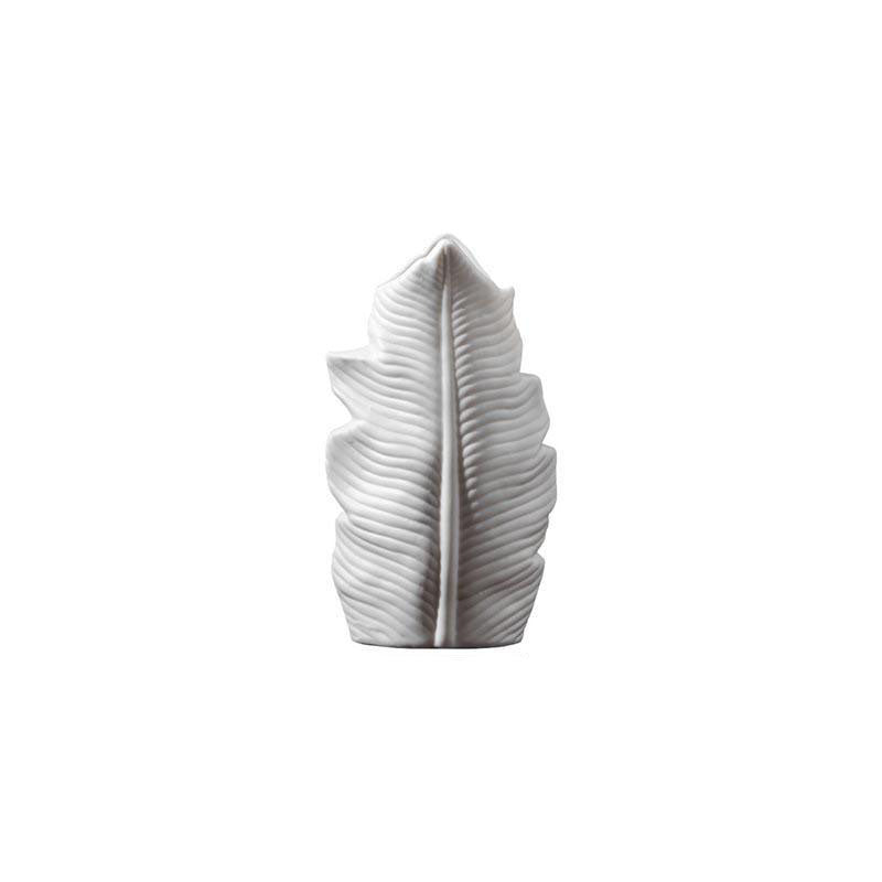 Deko-Vase „Leaf Elegance“ – Keramik, Weiß