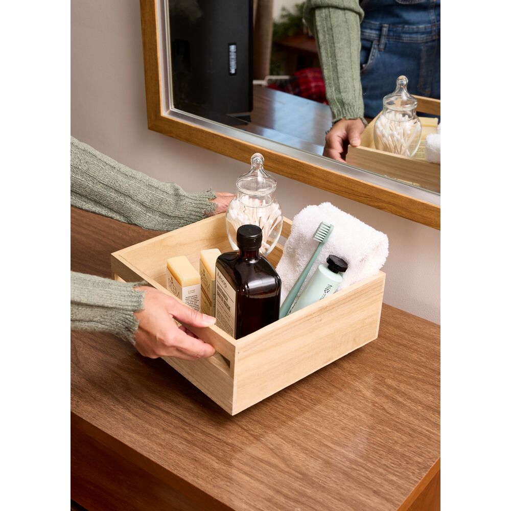 Holz-Aufbewahrungsbox "EvoWood Mini" - mit Griffen, nachhaltig