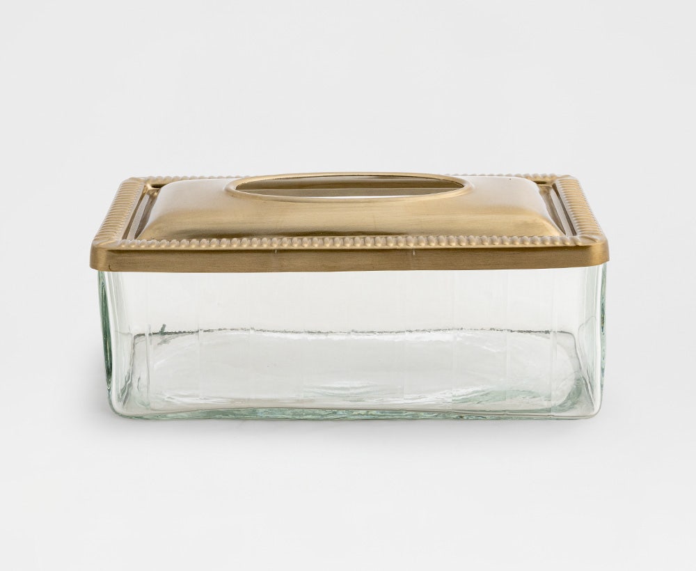 Aurina - Luxus Tissuebox Gold & Klar (24,5 x 11 cm)