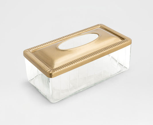 Aurina - Luxus Tissuebox Gold & Klar (24,5 x 11 cm)