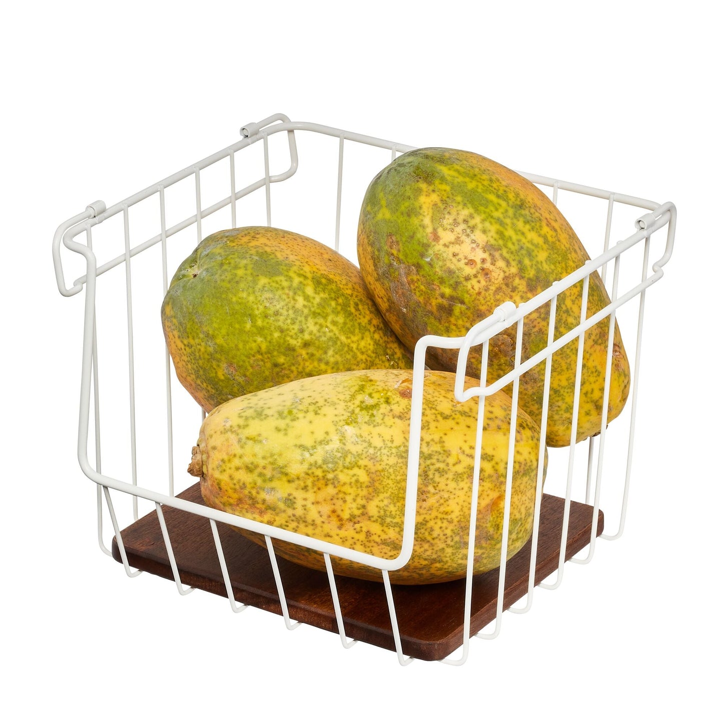 Drahtkorb "Acora" - mit Akazienholz-Boden, stapelbar