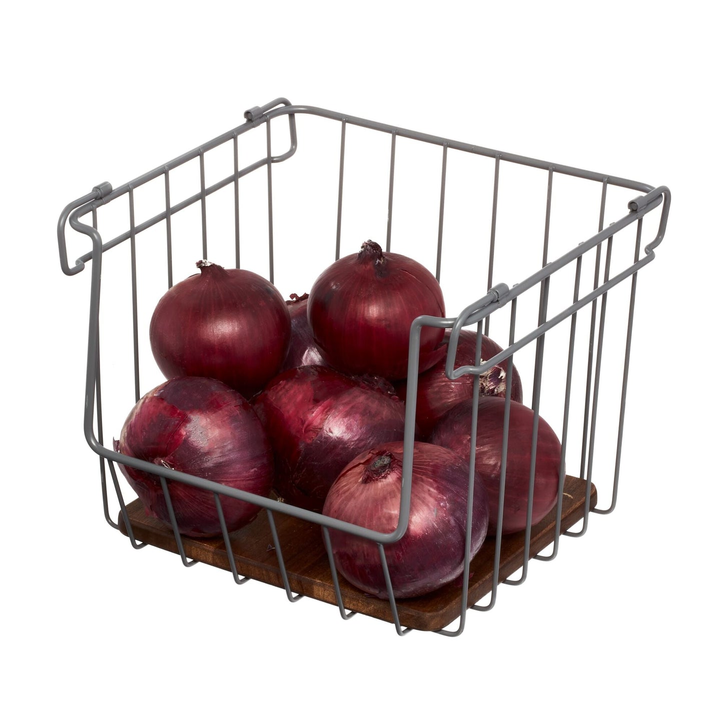 Drahtkorb "Acora" - mit Akazienholz-Boden, stapelbar