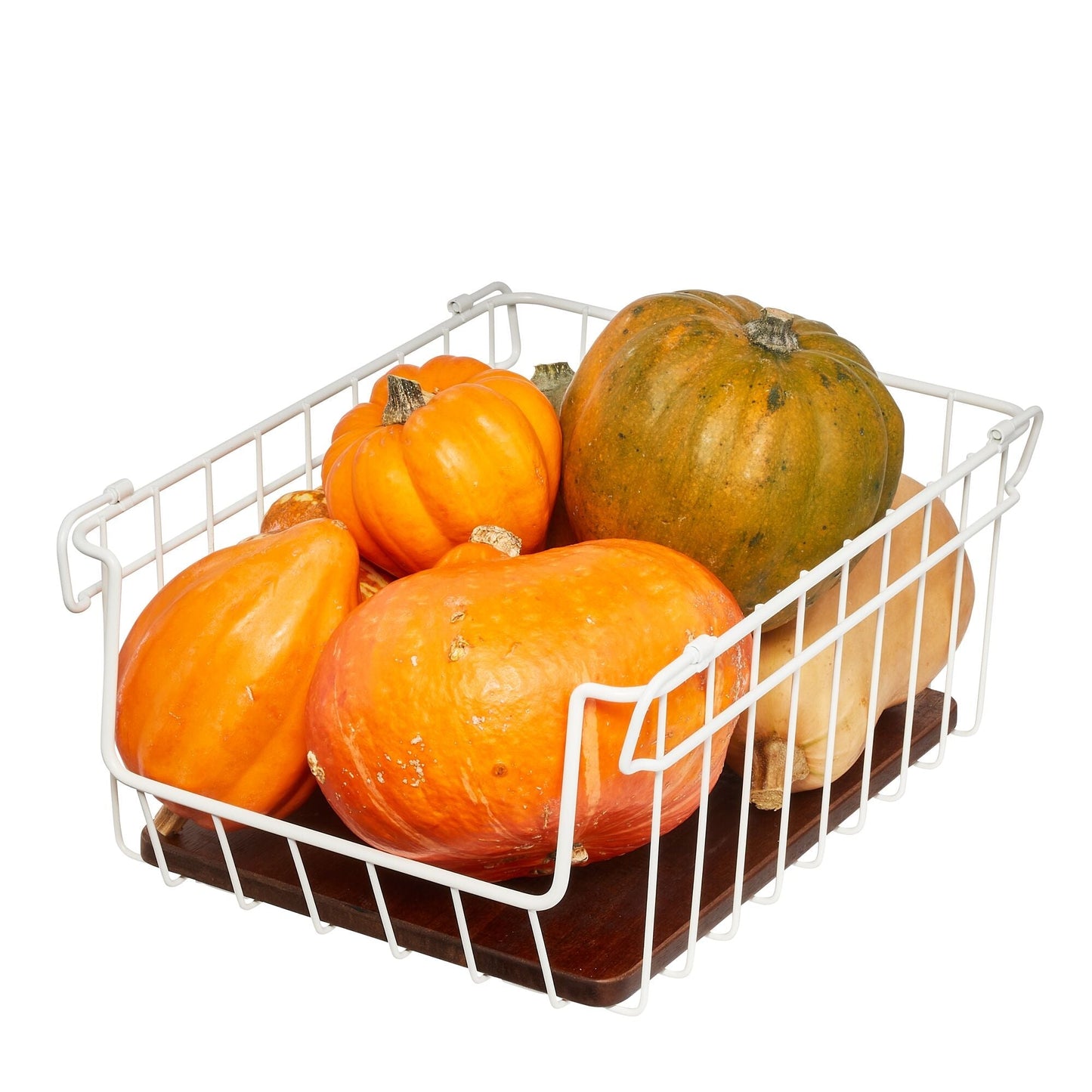 Drahtkorb "Acora" - mit Akazienholz-Boden, stapelbar