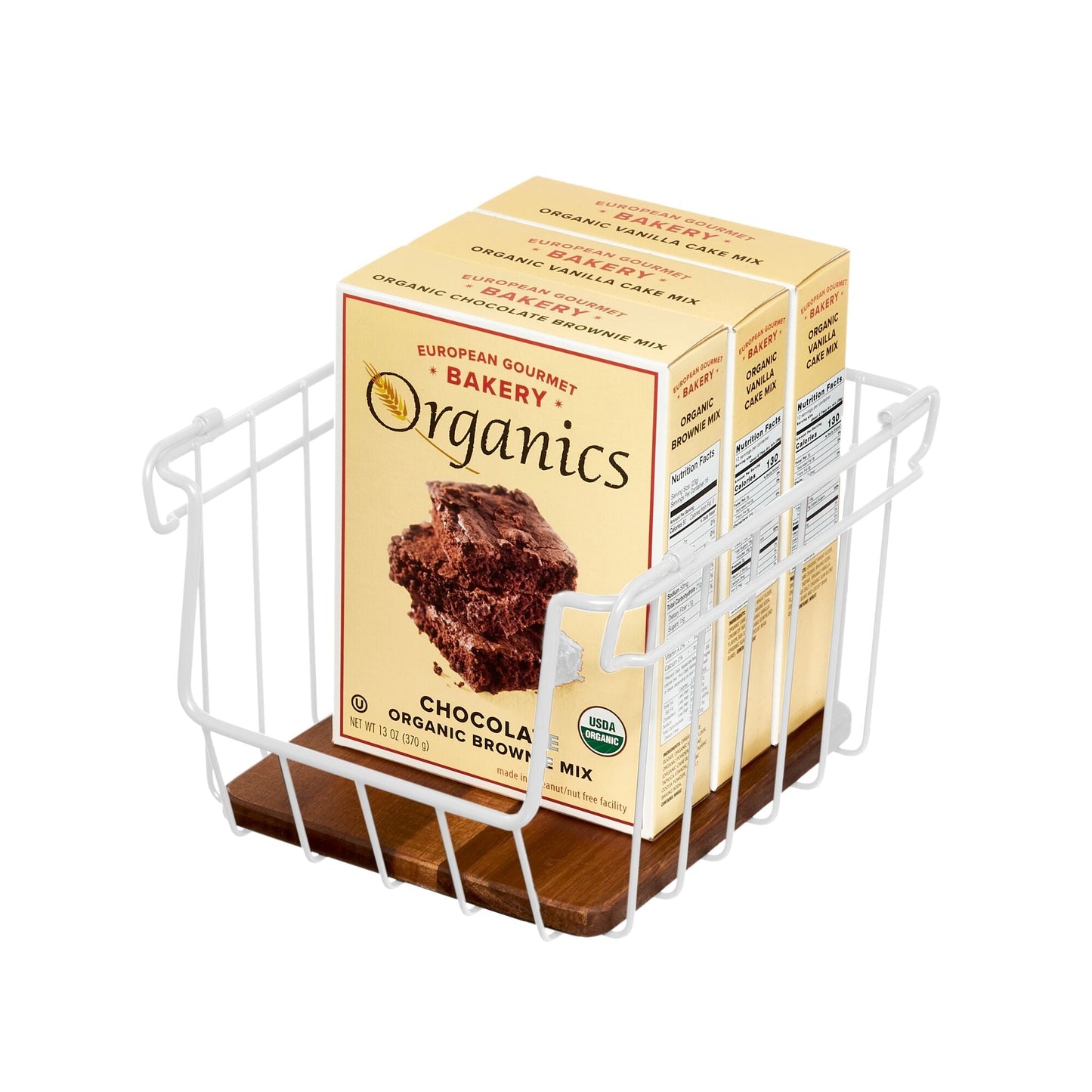 Drahtkorb "Acora" - mit Akazienholz-Boden, stapelbar