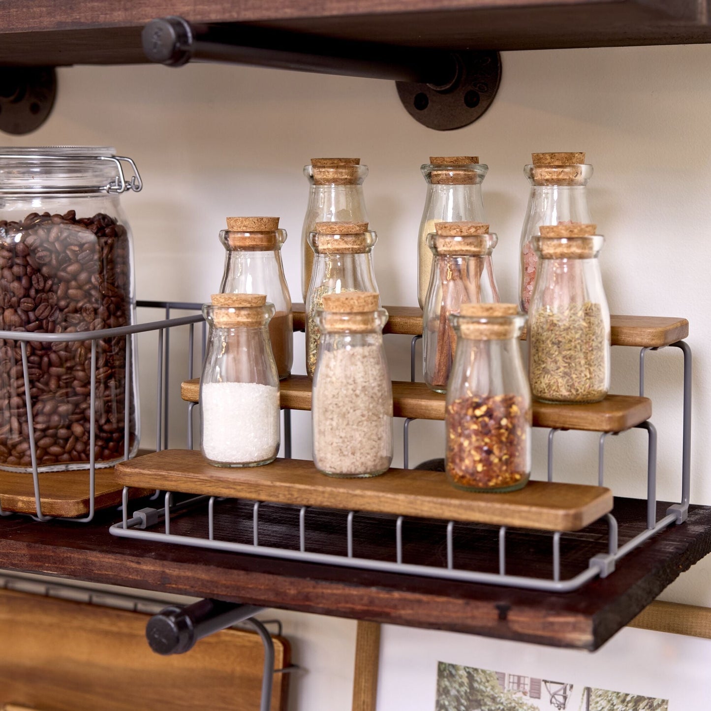 Organizer-Regal "Acero" - 2 Ebenen, Holz & Metall