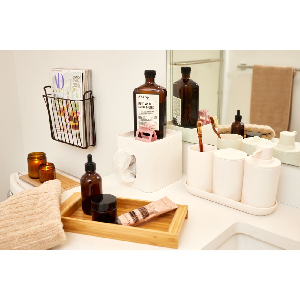 Taschentuchbox „Cade Luxe“ – mit Ablage, mattes Weiß