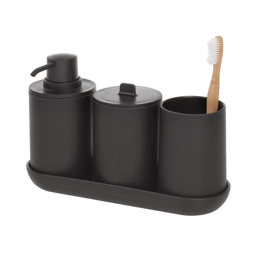 Badezimmer-Set „Cade“ – 4-teilig, schwarz, modern