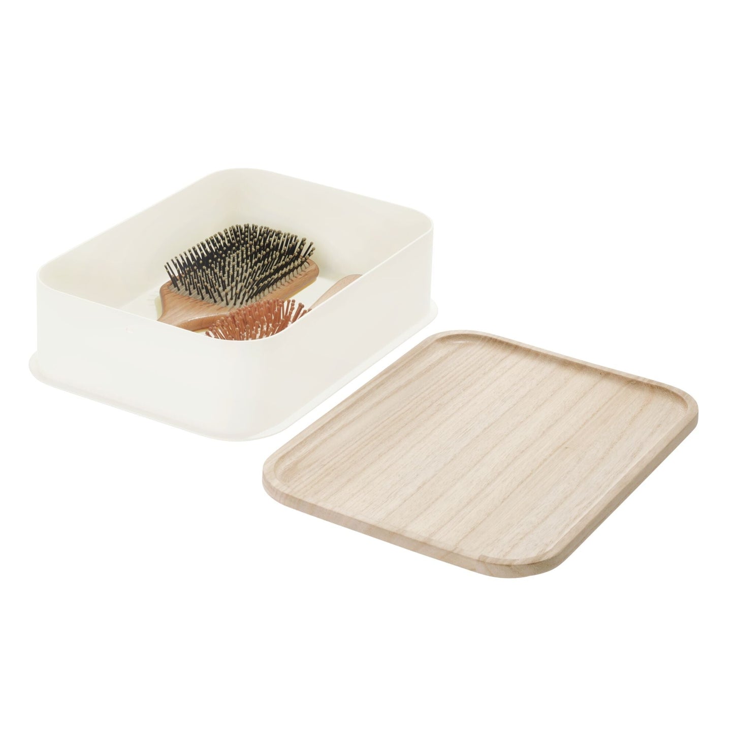 Aufbewahrungsbox "EvoLid" - mit Holzdeckel, stapelbar, mittel