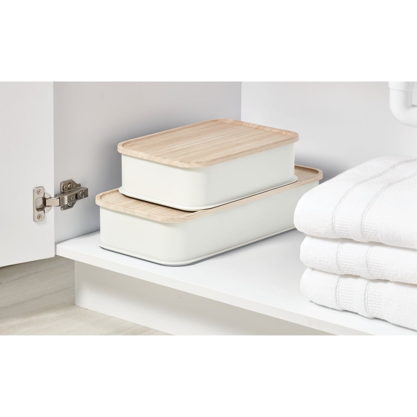 Aufbewahrungsbox "EvoLid" - mit Holzdeckel, stapelbar, mittel