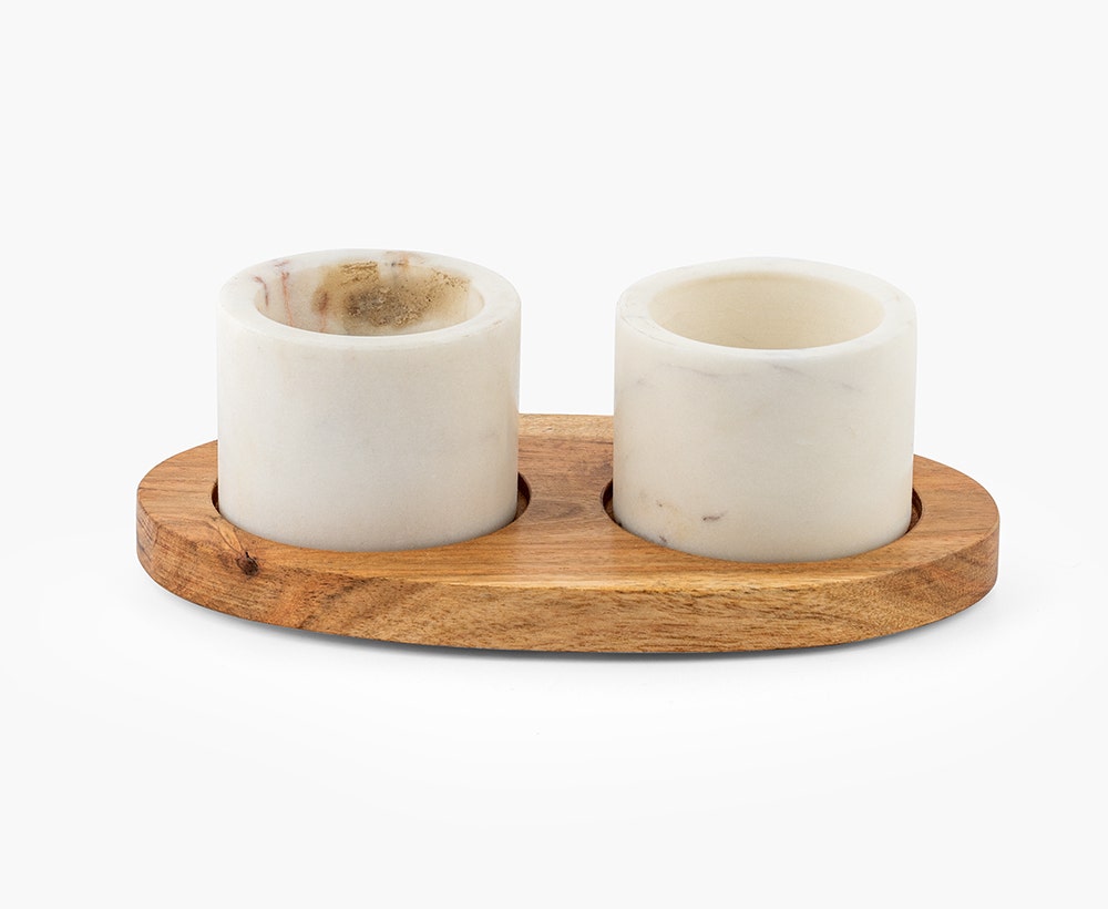 Terra Duo – Gewürzschalen-Set mit Tablett (2-teilig)