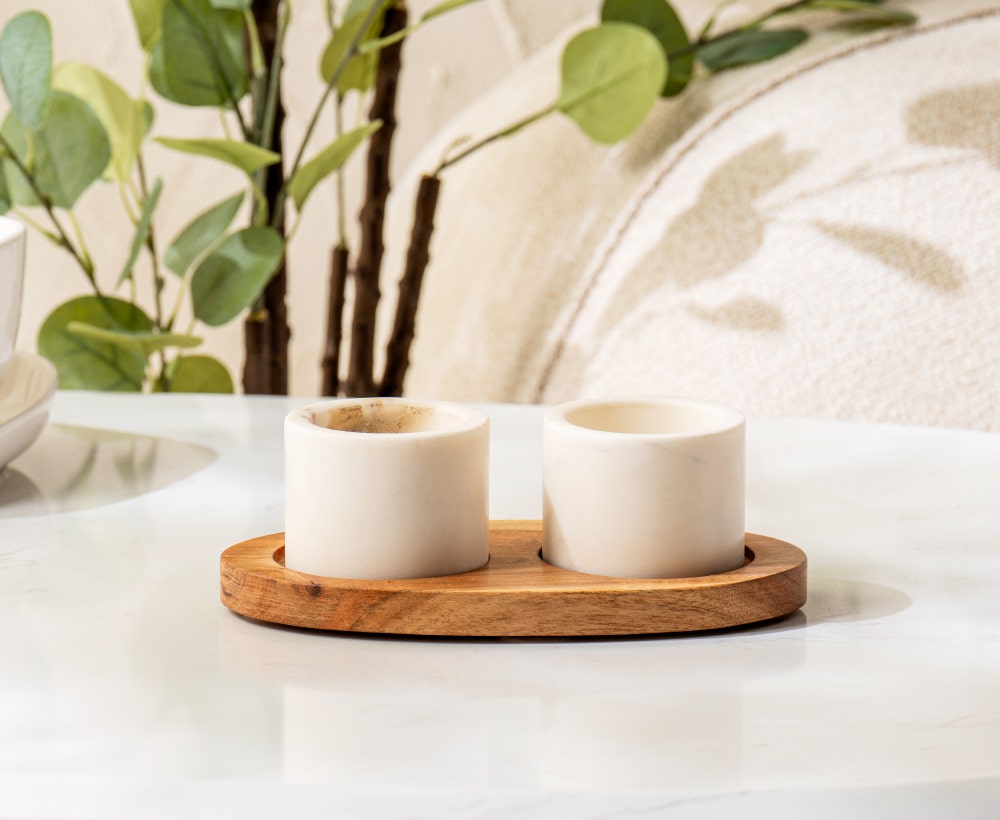 Terra Duo – Gewürzschalen-Set mit Tablett (2-teilig)